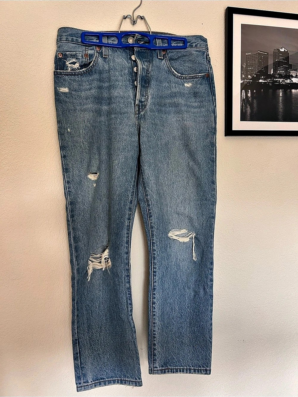 Levi's 501 Original Fit Distressed Jeans Distressed Straight Leg Jeans